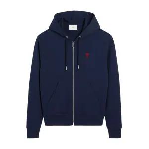 아미 스몰 하트 로고 루프백 코튼 후드집업 네이비 BFUSW435 730 430