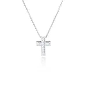 [시후주얼리] 순은 실버925 시뮬럿다이아 십자가 목걸이 SS029N