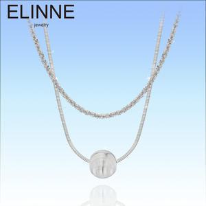 [엘린느]925 Silver 빅 루나 컷 두줄 목걸이