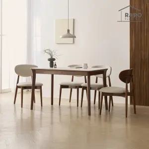 [/착불배송] 플레인 1250 포세린 통 세라믹 4인 식탁 세트 (식탁+의자4)