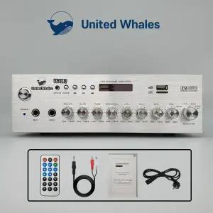 4채널 블루투스 미니 앰프 카페 매장용 업소용 소형 엠프 U.W PA-404U 실버색상