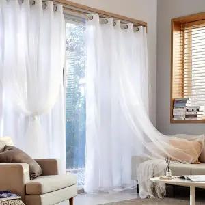 모던하우스 샤샤 이중레이스 생활암막 긴창문커튼 140x240 화이트 2P