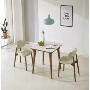 데코라인 워라벨 2인용 고무나무 원목 세라믹 식탁세트 방문설치 원룸 1인가구