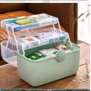 투명 3단 구급상자 가정용 구급함 다용도 약통 구급약 상비약 수납함