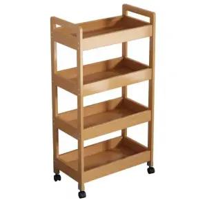 원목트롤리 바퀴 주방 선반 가정용 출시 틈새 미용실 이동식선반 거실