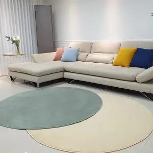 무지 원형 단모 러그 사계절 거실 미끄럼방지 100cm