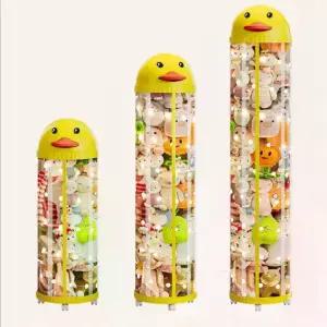 오리 인형 보관함 원통형 투명 이동식 정리함 지퍼형 정리 수납 대형 케이스