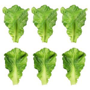6PCS 리얼리스틱 인공 상추 녹색 잎, 플라스틱 채소 상추 식물, 가정용 주방 파티 잔치 장식용 녹색 채소 잎, 진열용 상추, 플라스틱 리얼리스틱 샐러드
