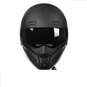 오토바이헬멧 클래식 바이크 오토바이 풀페이스 헬멧 헬멧 - 블랙 S