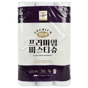 트레이더스 프리미엄 바스티슈 두루마리 휴지 화장지 40m 30롤