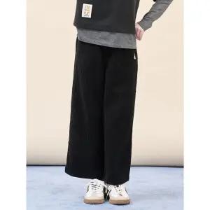 [BEANPOLE KIDS] [BEANPOLE KIDS] 여아 소프트 골지 세미와이드 팬츠  블랙 (BI5921G015) (BI5921G015)