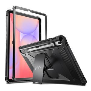 갤럭시 탭 S10 라이트/ FE/ S9 FE 5G 10 9 인치/탭 11 인치, 투아타라 러기드 유니바디 범퍼 킥스탠드 커버 내장 스크린 프로텍터, 블랙