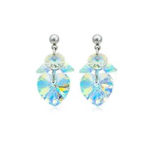 러블리 반짝임 오로라 AB 하트 오스트리아 크리스탈 써지컬 귀걸이