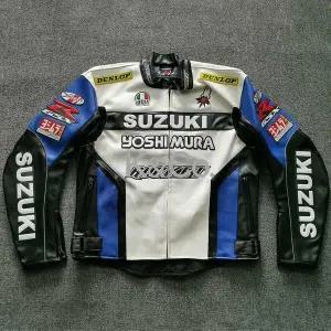 스즈키 가죽 바이크자켓 오토바이 레이싱 라이더 오프로드 방풍 라이딩