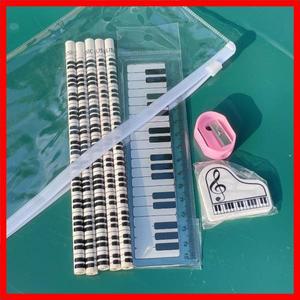 9Pcs 크리 에이 티브 음악 연필 세트 음악 노트 지우개 연필 깎이 가장자리 가방 세트 어린이 학교 용품 상