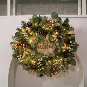 플라워트리 크리스마스 리스 벽장식 LED 노르딕 그레이 45cm 소품