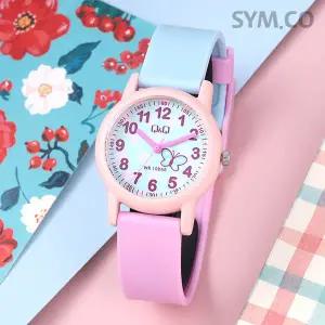 [큐앤큐] VS49J-003Y 학습에 좋은 파스텔 나비 캐릭터 어린이 아동 우레탄 손목시계 c