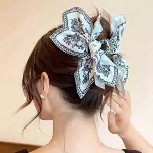 [콩심팥심]여성 페이즐리 스카프 리본 헤어 집게핀 1P 올림머리 올림머리집게