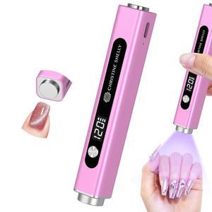 젤 네일용 크리스틴 셸리 핸드헬드 UV 조명, 무선 네일 램프, 충전식 LED 디스플레이가 있는 플래시 큐어 고양이 눈 자석 건조기