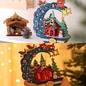 크리스마스 종탑 무드등 고급형 인테리어 소품 조명 겨울 만들기 미술 장난감 선물 초등 놀이 키트