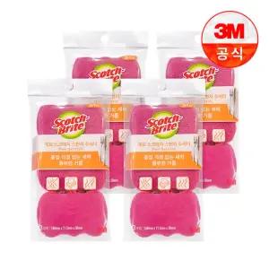 [3M]제로스크래치 스폰지수세미 2+1입(흠집방지용) 4개