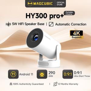 MAGCU HY300 울트라 6 180 휴대용 수직 키스톤 720P 자동 BT5.4 스피커 회전 4K WIFI 5W