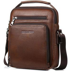 Hjkiopc 지퍼 버클 가죽 메신저백 크로스바디 숄더백 빈티지 핸들백