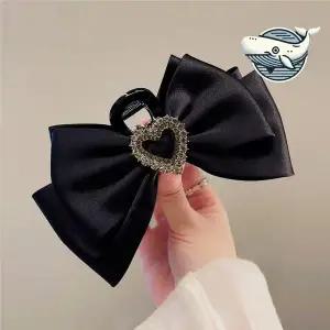 여성 헤어핀 빅사이즈 하트 리본 집게핀 세련된