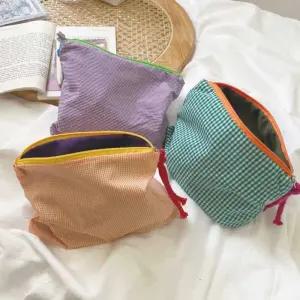 심플 체크 멀티 수납 파우치백 휴대용 화장품 파우치 이너백 파우치백