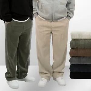 남자 여자 골덴 세미 와이드 밴딩 카고 코듀로이 팬츠 겨울 긴 바지
