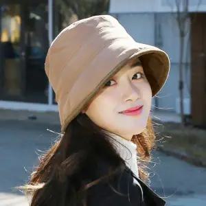 [hat'scompany]겨울 여성 패딩 버킷햇 고급 중년 방한 모자 브림코듀라인햇