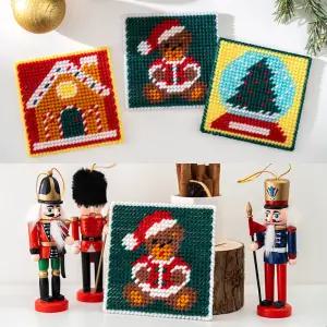 크리스마스 네트 공예 만들기 뜨개질 바늘 놀이 DIY 티 코스터 실 겨울 초등 체험 인테리어 소품 키트