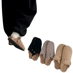 서희물류 보스턴 슬리퍼 뮬 스웨이드 버클 굽높은 실내화 가을 겨울