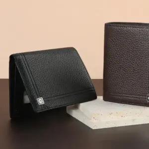 남성용 슬림 가죽 중지갑 선물 남자 가죽 반지갑