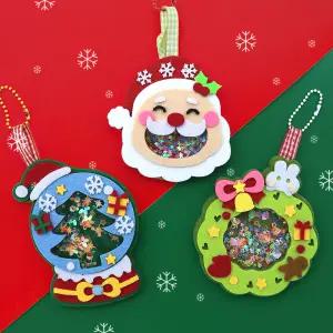 크리스마스 스노우볼 펠트 쉐이커 키링 4종 만들기 미술 겨울 장난감 가방고리 미술 유아 키트 체험