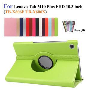 탭M10 FHD 플러스 보호 커버 스탠드 폴리오 케이스 레노버 TB-X606F 스타일러스가 포함된 Pu 가죽 Funda