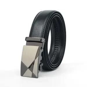 GDM 이시 자동버클 블랙 소가죽 남성 정장벨트