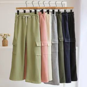 [잇수다] 밴테시 기모 카고 와이드 밴딩 팬츠