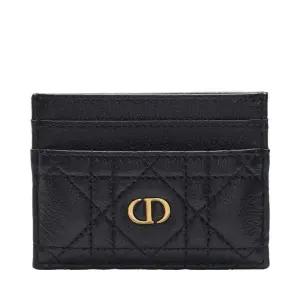 [중고명품] 블랙 카프스킨 까나쥬 카로 금장 여성 카드지갑 S5130UWHC C900U
