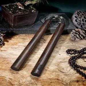 원목 쌍절곤 연습용 합기도 매듭 스틱 무단 봉 슬리브