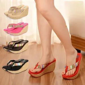 통굽 슬리퍼 여성 키높이웨지 9cm 매쉬쪼리 35