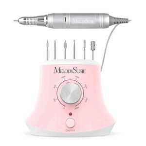 발 페달이 달린 멜로디 수지 전기 네일 드릴, 아크릴 및 젤 네일용 30000RPM 프로페셔널 파일 비트 & 샌딩 밴드 키트, 매니큐어 페디큐어 연마용 E파일 드릴 세트, 스칼렛 핑크