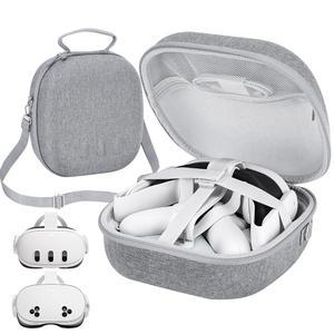 메타 퀘스트 3S/퀘스트 3 공식 오리지널/엘리트 스트랩 VR 게이밍 헤드셋과 호환되는 시켓 하드 캐리링 케이스, 터치 컨트롤러 액세서리용 휴대용 여행 비전 프로 케이스