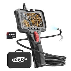 TOPDC 양방향 관절형 보스코프 카메라, 조명 포함, 0.6cm(0.25인치) 스네이크 카메라가 있는 산업용 내시경, 자동차 및 항공기 역학용 1920P HD 비디오 검사 스코프, 2m(6.5피트)