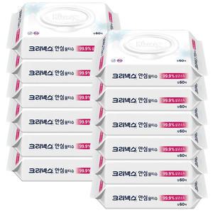 크리넥스 99.9% 항균 안심물티슈 캡형60매x12개