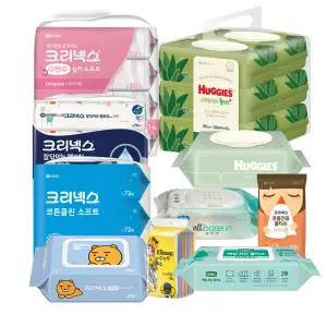 그린핑거 하기스 크리넥스 물티슈 한박스 구성