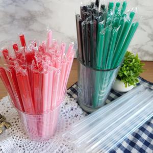 개별포장 빨대 스트로우 하트 녹색 주름 자바라 일자 버블 스무디 빨대 스트로우 21cm 25cm