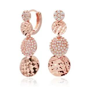 14K 금침 이어링 써클 라운드 큐빅 샤인컷팅 롱 원터치 링 귀걸이