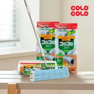 고로고로 와이드 마루용 돌돌이 밀대 테이프 클리너 본체 세트+리필 2입X2개