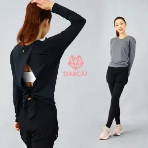 여성운동복 필라테스상의  크롭탑 긴팔티 TL089WU4